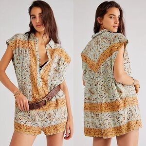 Free People Telly Romper Mint Combo